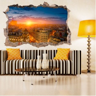 Vinilos agujero 3d madrid al atardecer