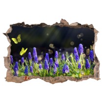 Vinilo agujero 3d paisaje con mariposas