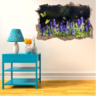Vinilo agujero 3d paisaje con mariposas Vinilo agujero 3d paisaje con mariposas