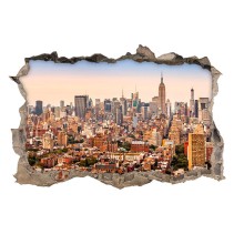 Vinilos agujero 3d skyline new york atardecer
