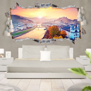Vinilo agujero 3d atardecer en salzburgo austria