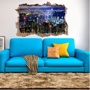 Vinilos agujero 3d hong kong iluminada Vinilos agujero 3d hong kong iluminada