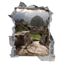 Vinilos agujero 3d paisaje machu picchu
