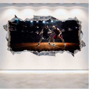 Vinilos agujero pared 3d jugadores baloncesto Vinilos agujero pared 3d jugadores baloncesto