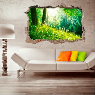 Vinilos agujero 3d paisaje árboles y flores naturaleza Vinilos agujero 3d paisaje árboles y flores naturaleza