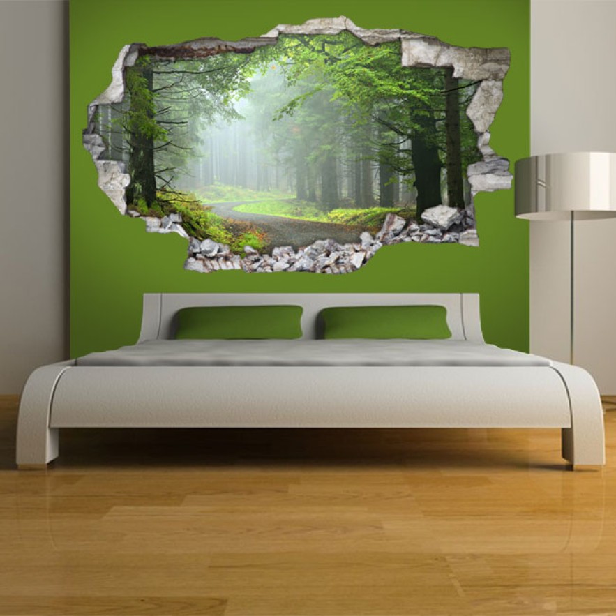 Vinilos agujero 3d carretera y naturaleza