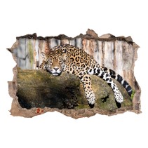 Vinilo agujero 3d paredes jaguar