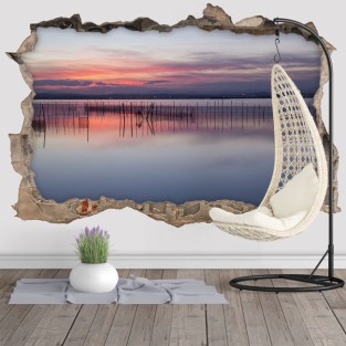 Vinilos agujeros 3d parque de la albufera al atardecer Vinilos agujeros 3d parque de la albufera al atardecer