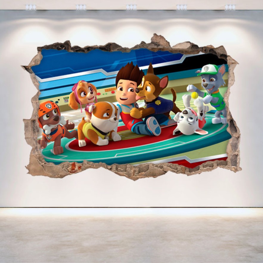 Vinilos agujero 3d patrulla canina