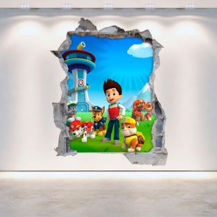 Vinilos agujero 3d paw patrol la patrulla canina Vinilos agujero 3d paw patrol la patrulla canina