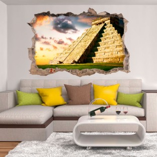 Vinilos agujero 3d pirámide méjico chichén itzá