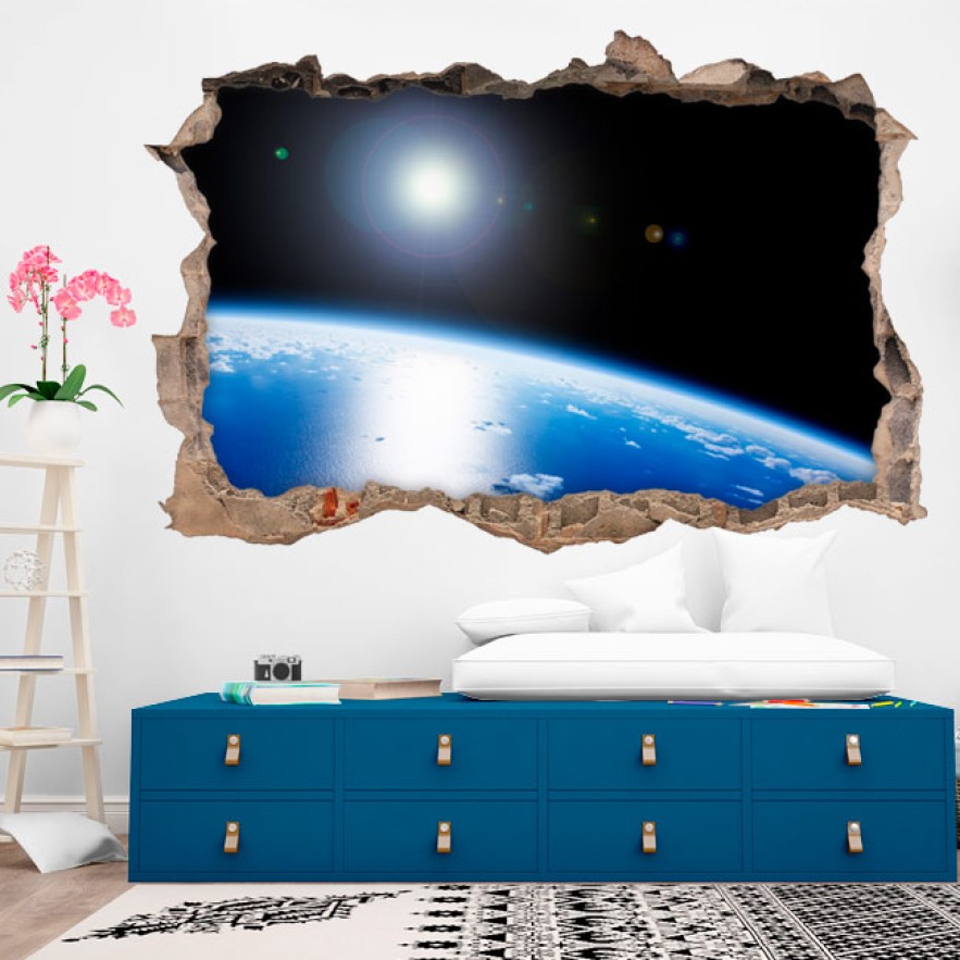 Vinilos agujero 3d planeta tierra