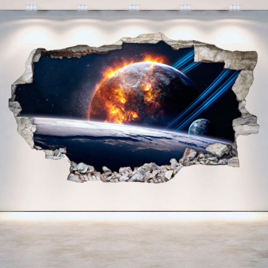 Vinilos agujero 3d planetas en el espacio