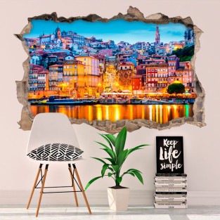 Vinilos agujero 3d paisaje lisboa portugal Vinilos agujero 3d paisaje lisboa portugal