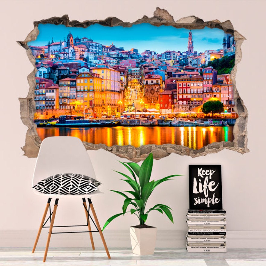 Vinilos agujero 3d paisaje lisboa portugal