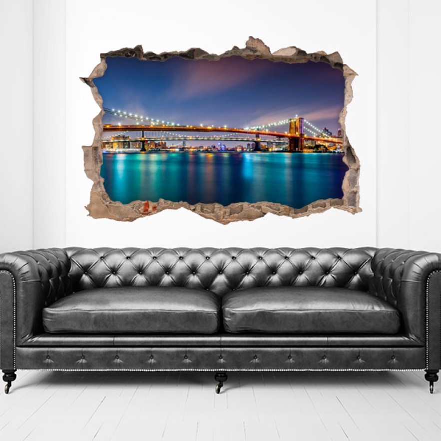 Vinilos agujero 3d puente de brooklyn