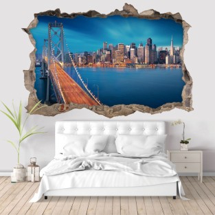 Vinilo agujero 3d puente de la bahía san francisco
