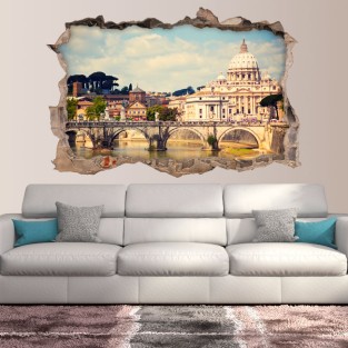 Vinilos agujero 3d basílica san pedro y puente sant'angelo