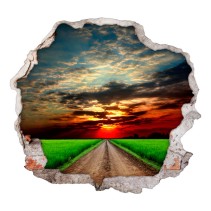 Vinilos agujero 3d puesta de sol carretera