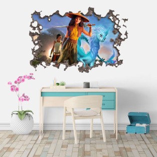 Vinilos decorativos agujero 3d raya y el último dragón Vinilos decorativos agujero 3d raya y el último dragón