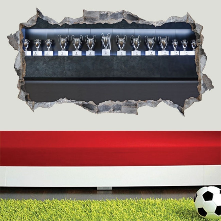 Vinilos agujero 3d real madrid copas europa fútbol