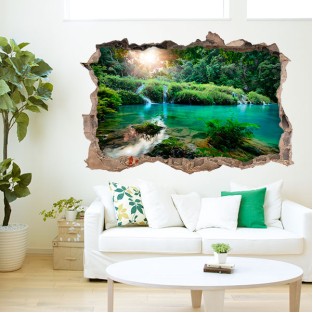 Vinilos agujero 3d ríos y montañas