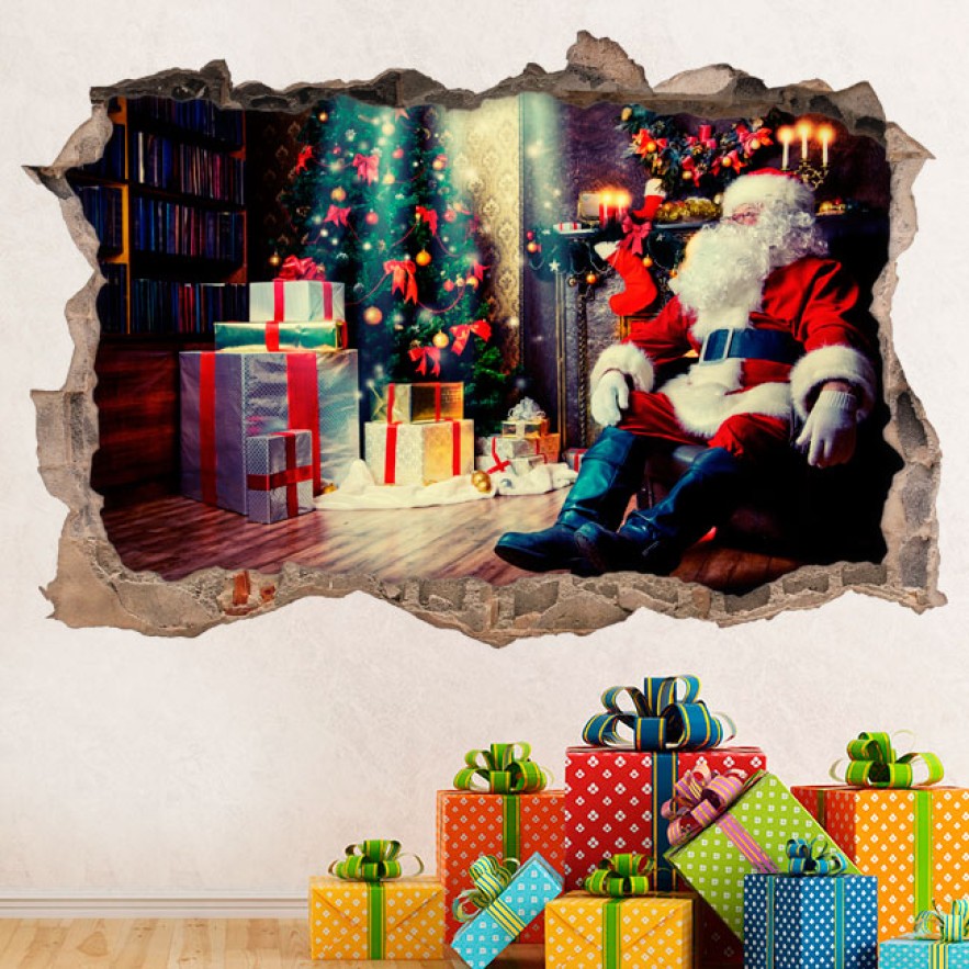 Vinilos 3d imagen santa claus navidad