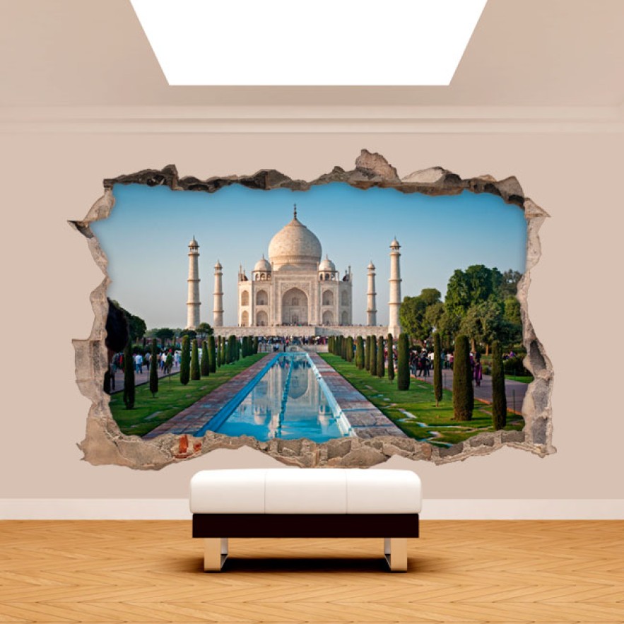 Vinilos agujero 3d taj mahal