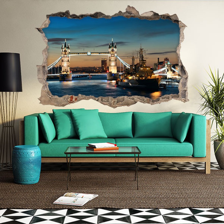 Vinilos agujero 3d tower bridge london atardecer
