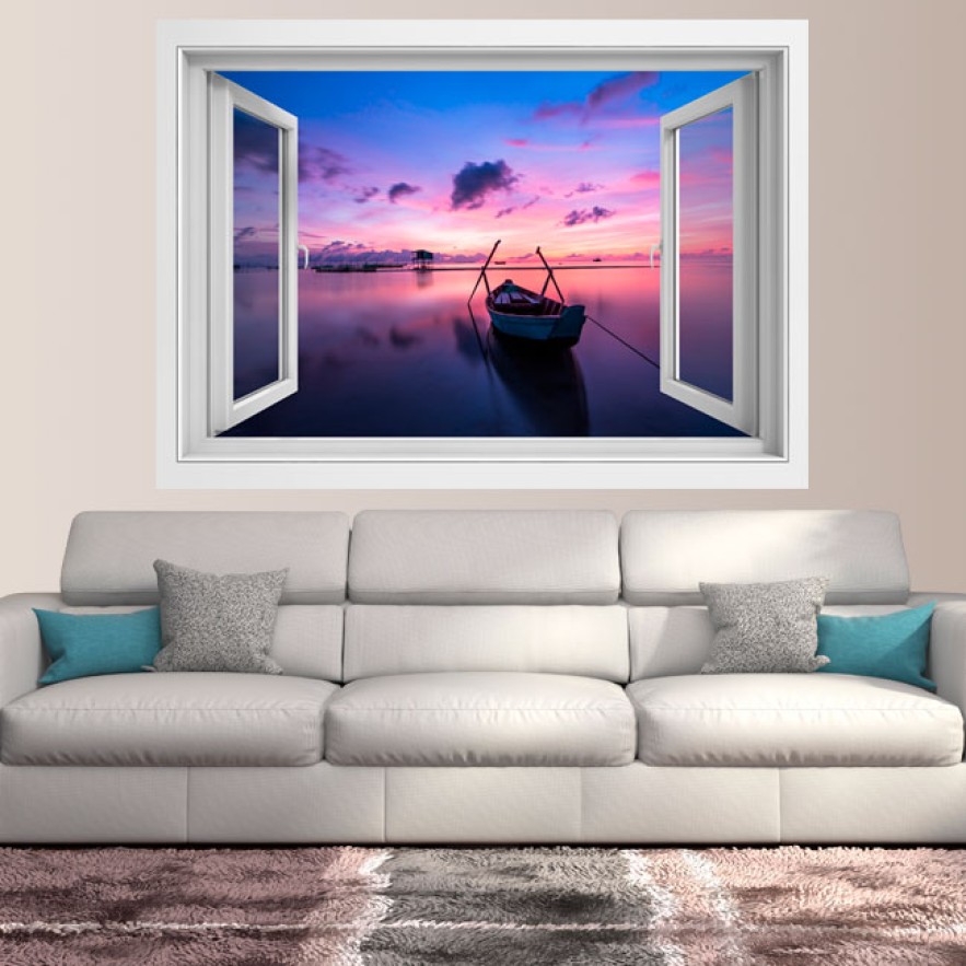Vinilos efecto ventana 3d amanecer isla phu quoc vietnam