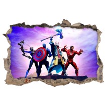Vinilo decorativo agujero 3d videojuego fortnite avengers