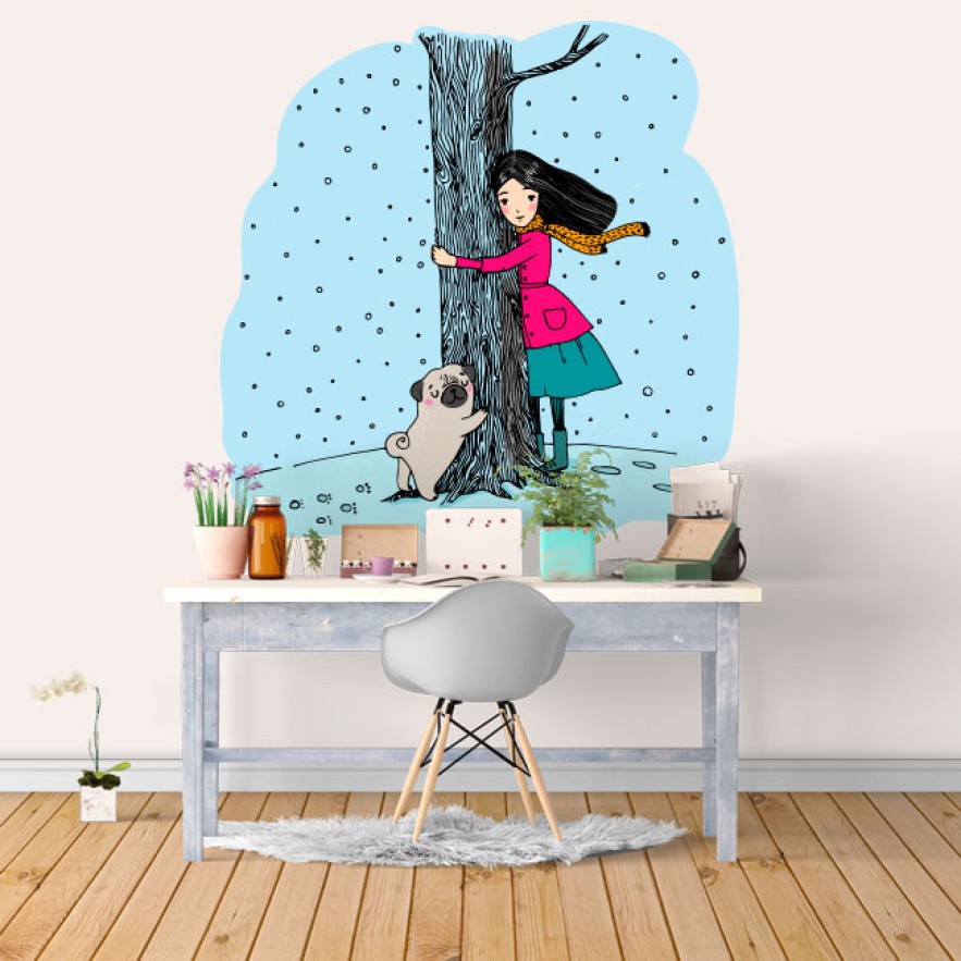 Vinilos abraza a un árbol