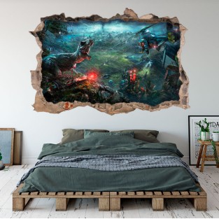 Vinilos agujeros 3d dinosaurio jurassic park