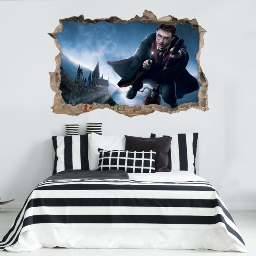 Vinilos agujero 3d harry potter volando