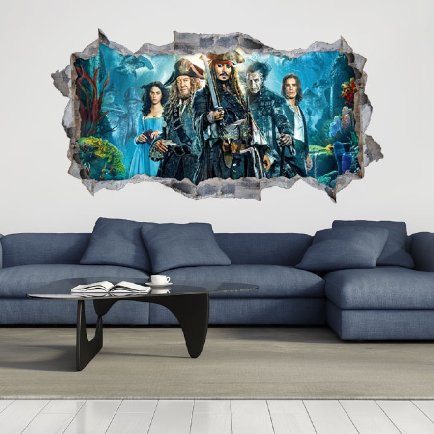 Vinilos decorativos agujero 3d piratas del caribe