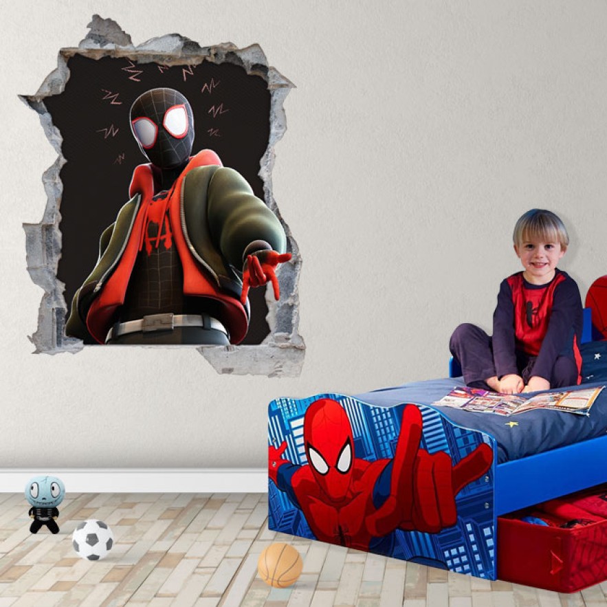 Vinilos decorativos agujero 3d miles morales spider man
