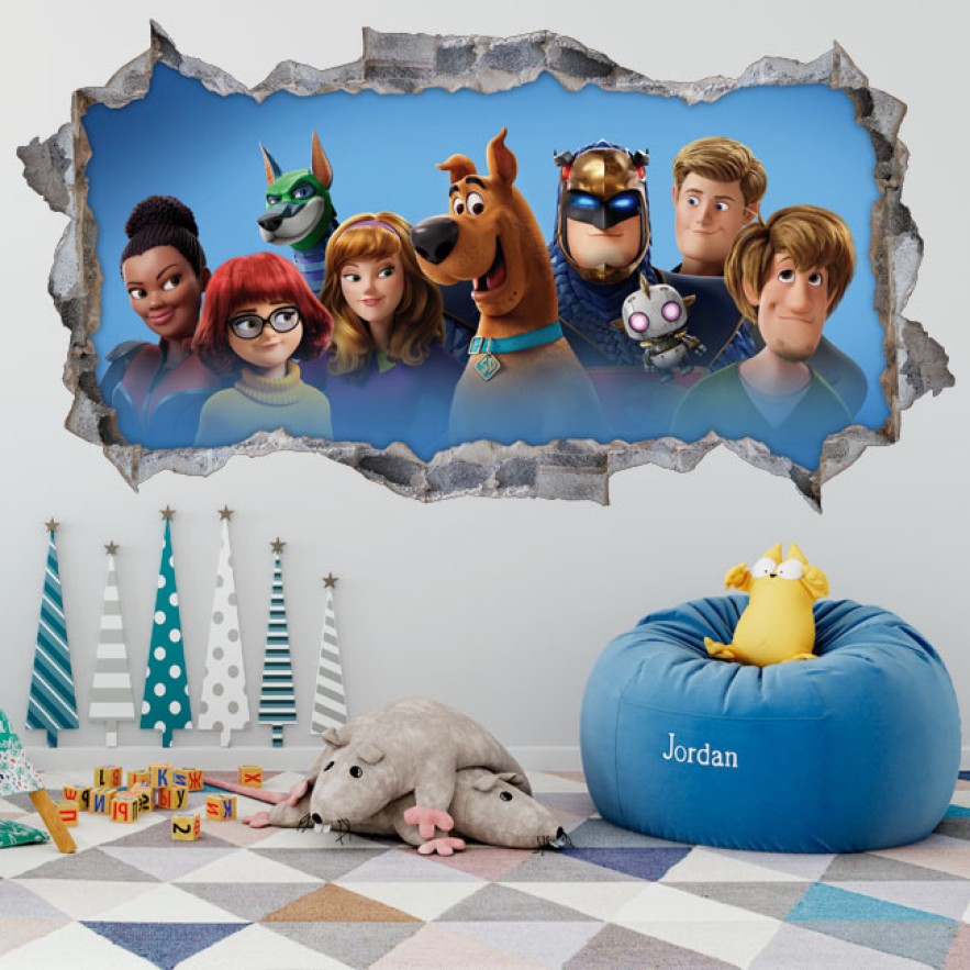 Vinilos decorativos agujero 3d scooby doo