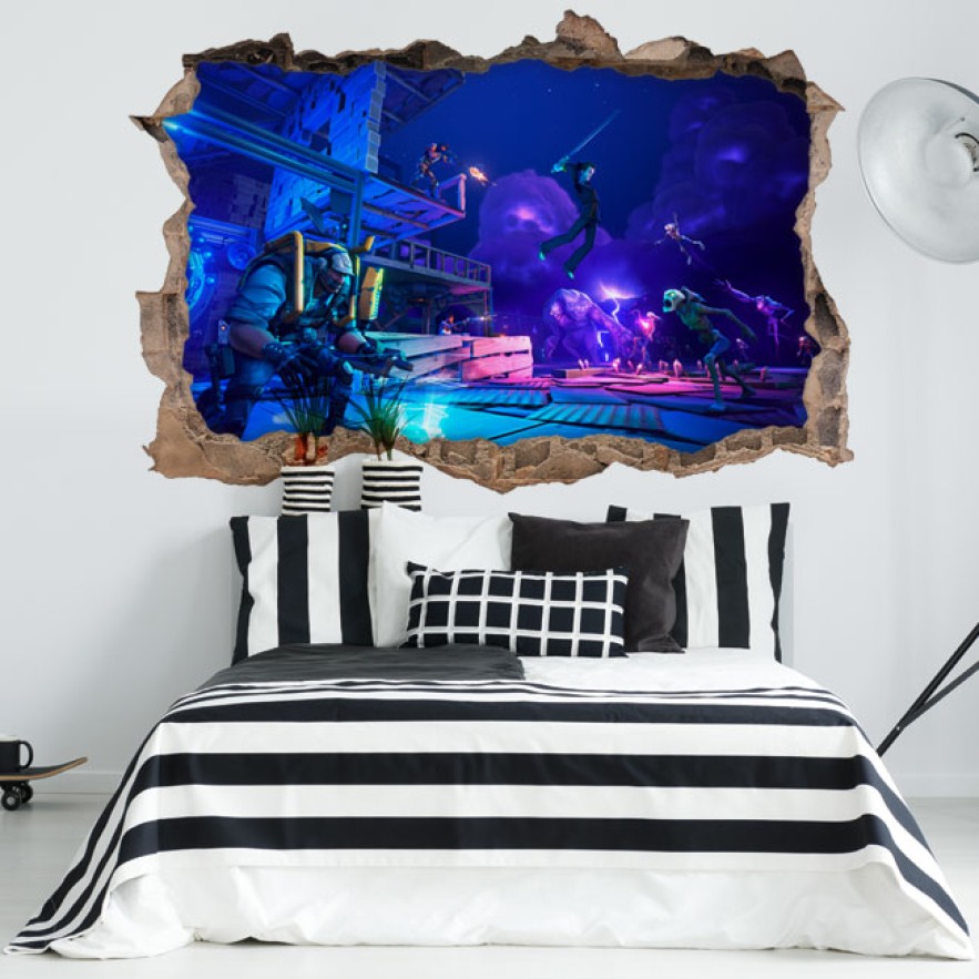 Vinilo adhesivo videojuego fortnite agujero 3d