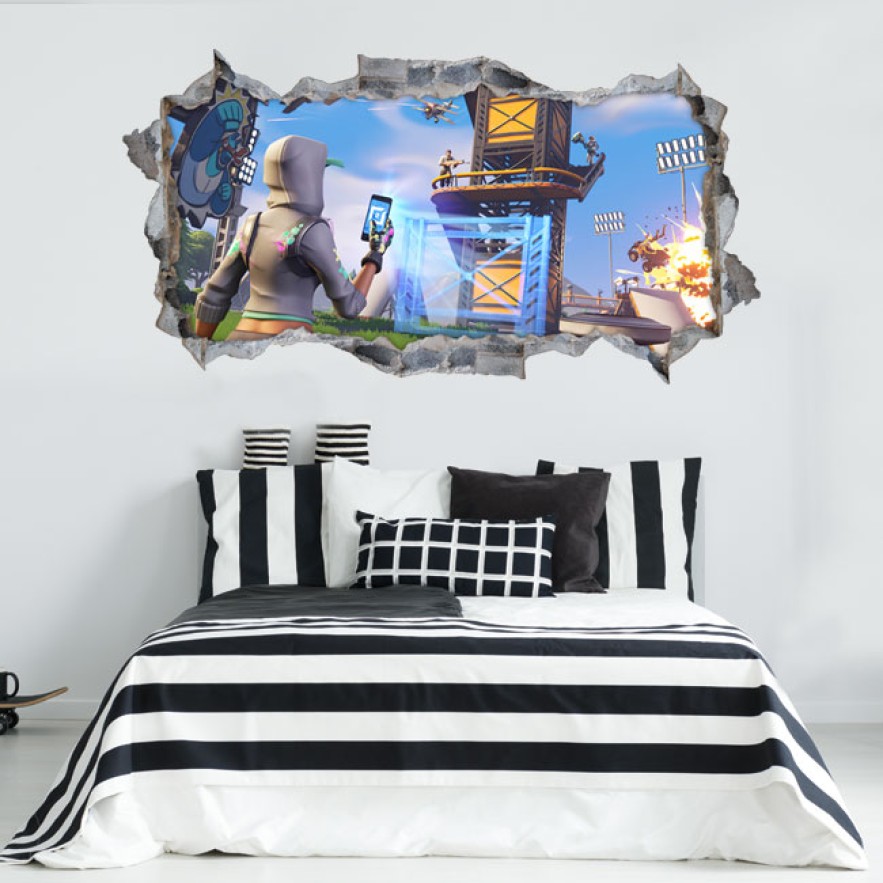 Vinilo adhesivo videojuego fortnite pared 3d