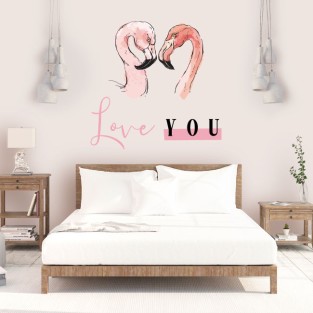Vinilos adecorativos flamingos con frase love you