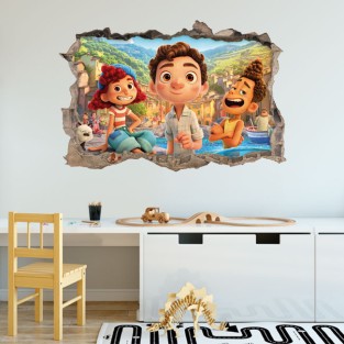 Vinilos decorativos agujero 3d luca disney pixar