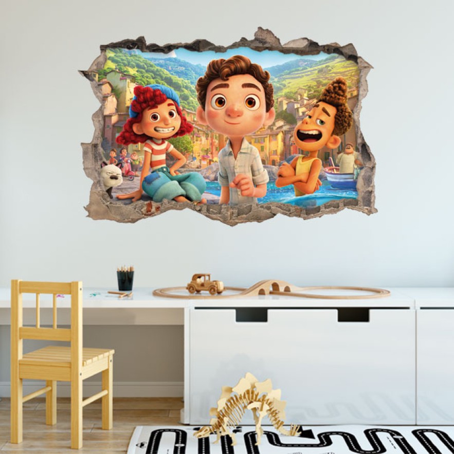 Vinilos decorativos agujero 3d luca disney pixar