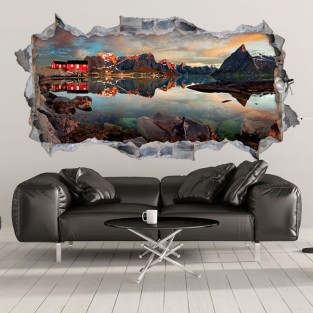 Vinilos agujero 3d paisaje reine noruega Vinilos agujero 3d paisaje reine noruega