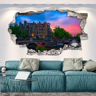 Vinilos agujero 3d paisaje café papeneiland amsterdam
