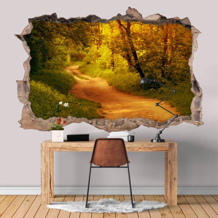 Vinilos agujero 3d camino por el bosque