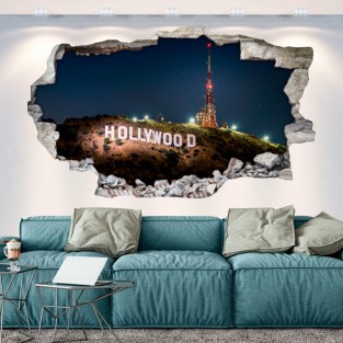 Vinilos decorativos agujero 3d cartel hollywood Vinilos decorativos agujero 3d cartel hollywood