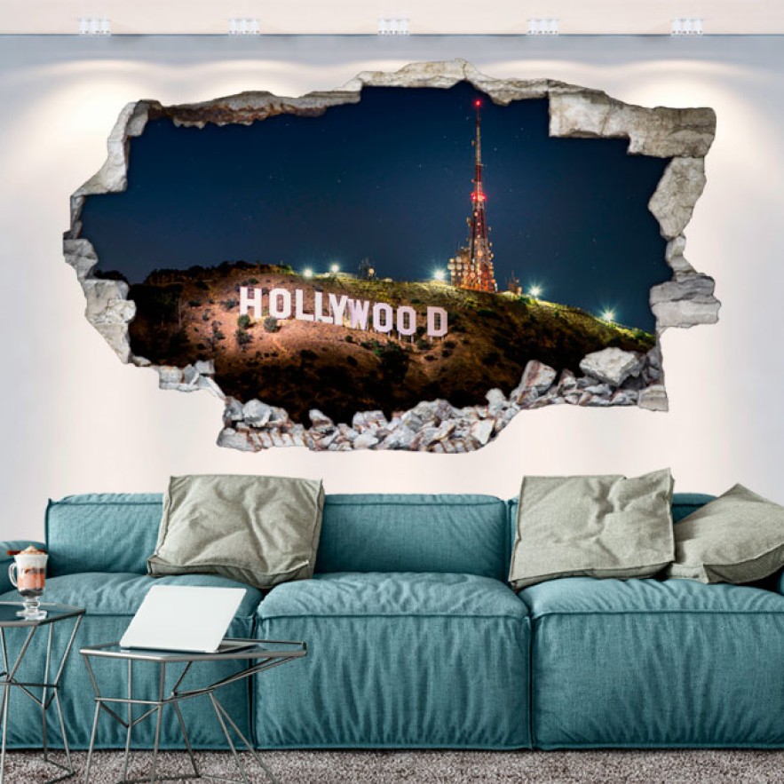 Vinilos decorativos agujero 3d cartel hollywood
