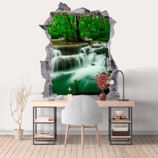 Vinilos decorativo agujero 3d cascadas naturaleza