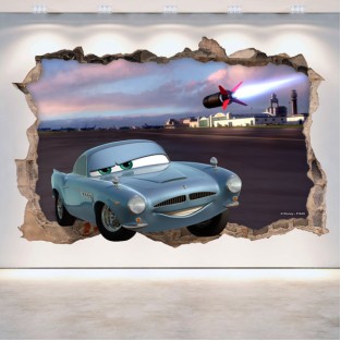 Vinilos agujero 3d pared disney cars 2