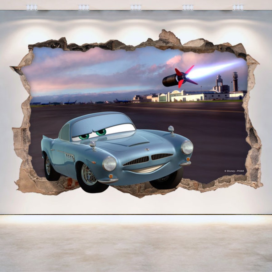 Vinilos agujero 3d pared disney cars 2